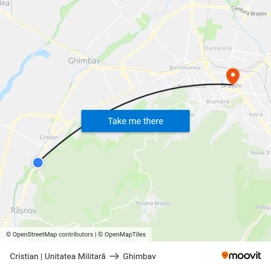 Cristian | Unitatea Militară to Ghimbav map