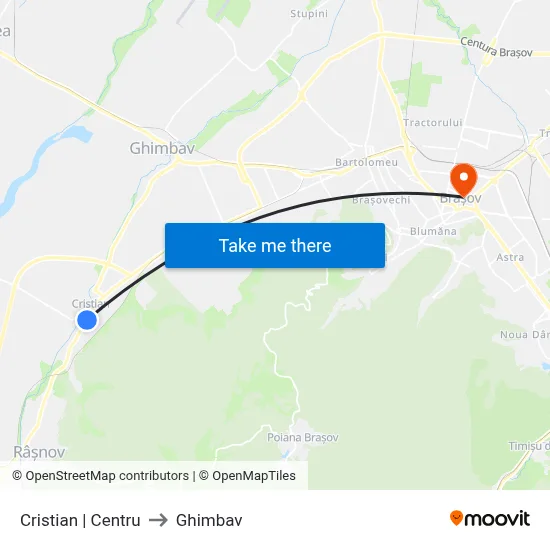 Cristian | Centru to Ghimbav map