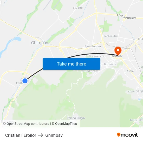 Cristian | Eroilor to Ghimbav map