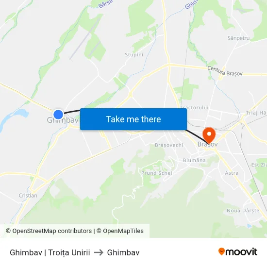 Ghimbav | Troița Unirii to Ghimbav map