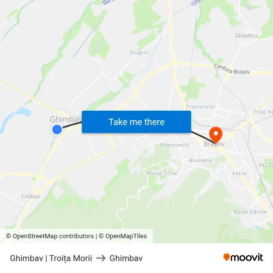 Ghimbav | Troița Morii to Ghimbav map