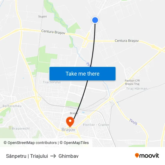 Sânpetru | Triajului to Ghimbav map