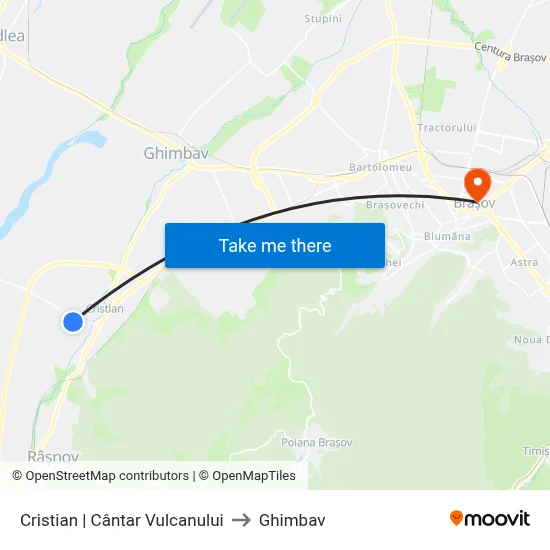 Cristian | Cântar Vulcanului to Ghimbav map