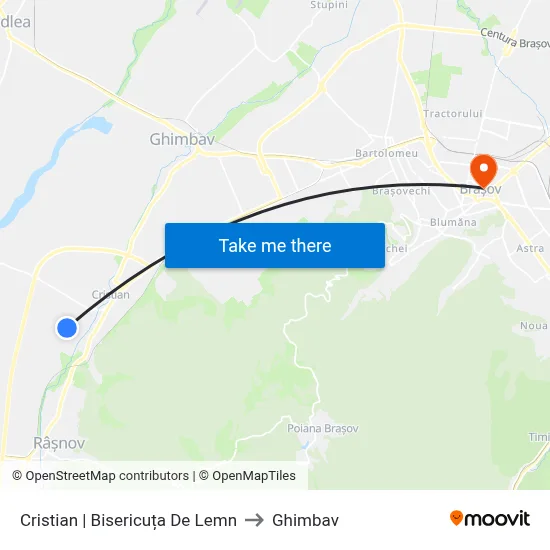 Cristian | Bisericuța De Lemn to Ghimbav map