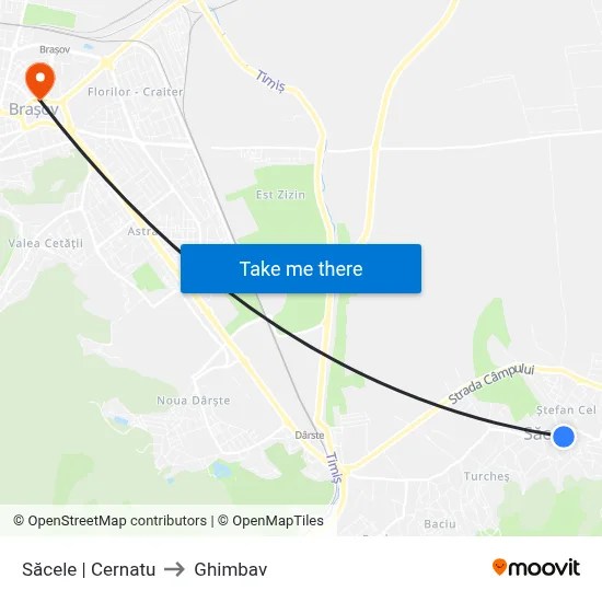 Săcele | Cernatu to Ghimbav map