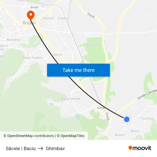 Săcele | Baciu to Ghimbav map