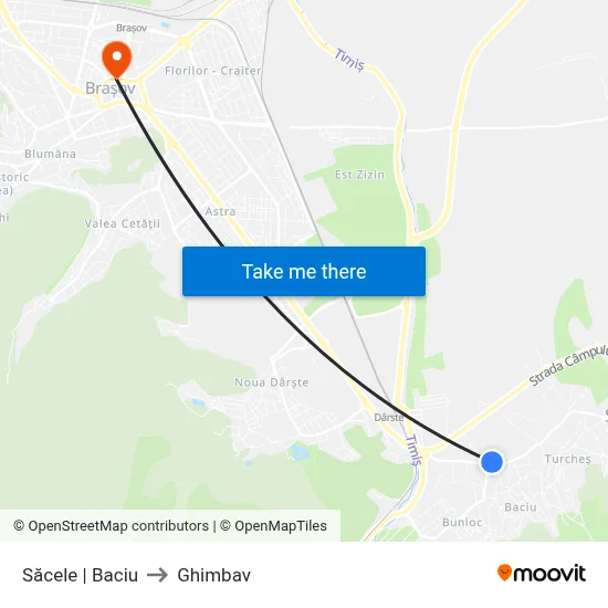Săcele | Baciu to Ghimbav map