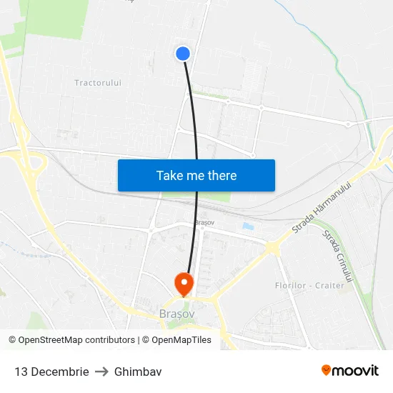 13 Decembrie to Ghimbav map