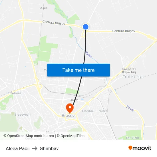 Aleea Păcii to Ghimbav map