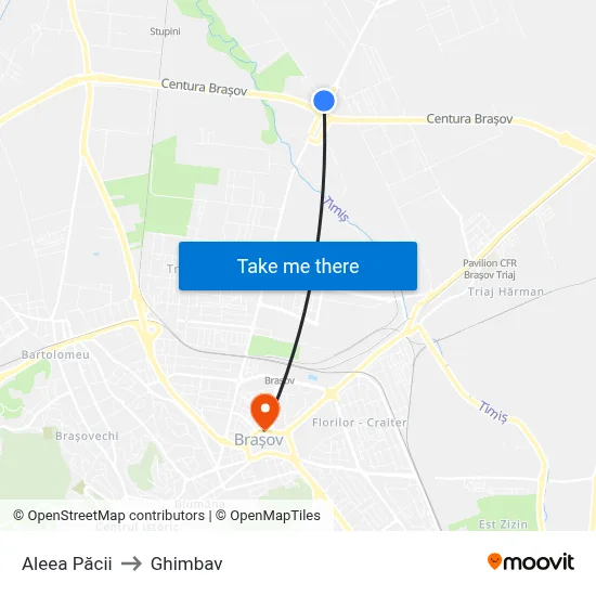 Aleea Păcii to Ghimbav map