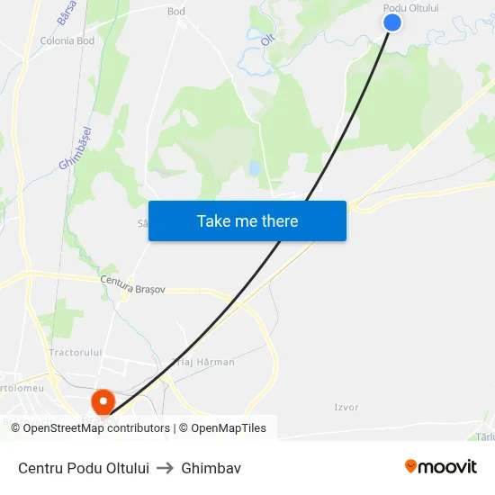 Centru Podu Oltului to Ghimbav map