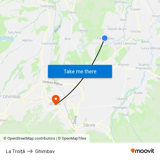 La Troiţă to Ghimbav map