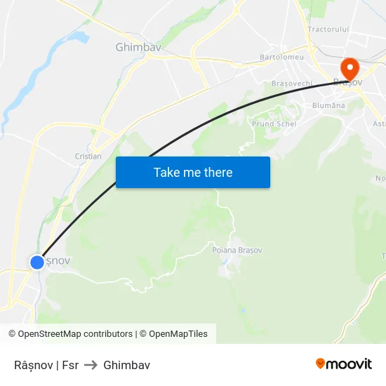 Râșnov | Fsr to Ghimbav map