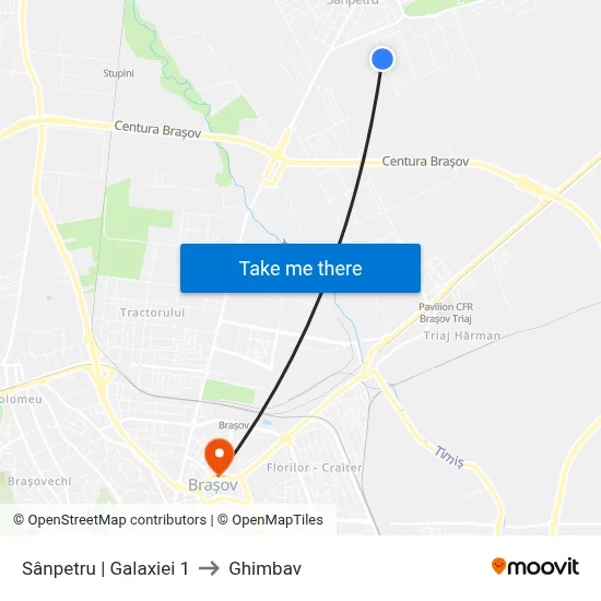 Sânpetru | Galaxiei 1 to Ghimbav map