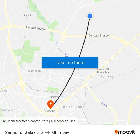 Sânpetru |Galaxiei 2 to Ghimbav map