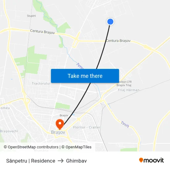 Sânpetru | Residence to Ghimbav map