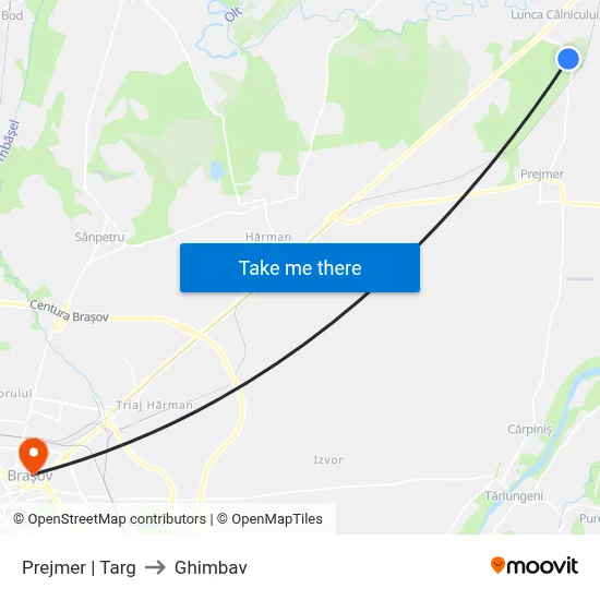 Prejmer | Targ to Ghimbav map