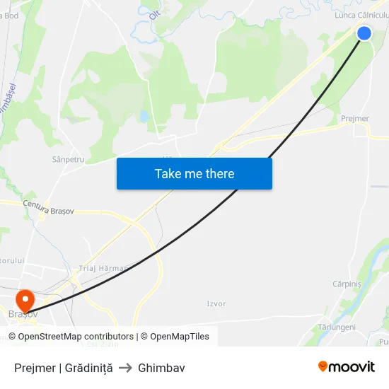 Prejmer | Grădiniță to Ghimbav map