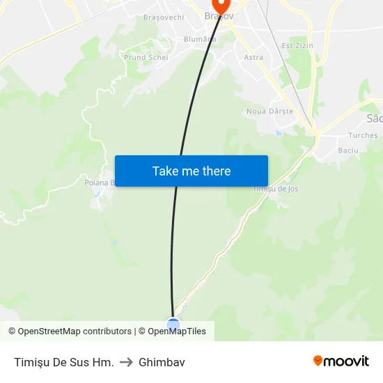 Timişu De Sus Hm. to Ghimbav map