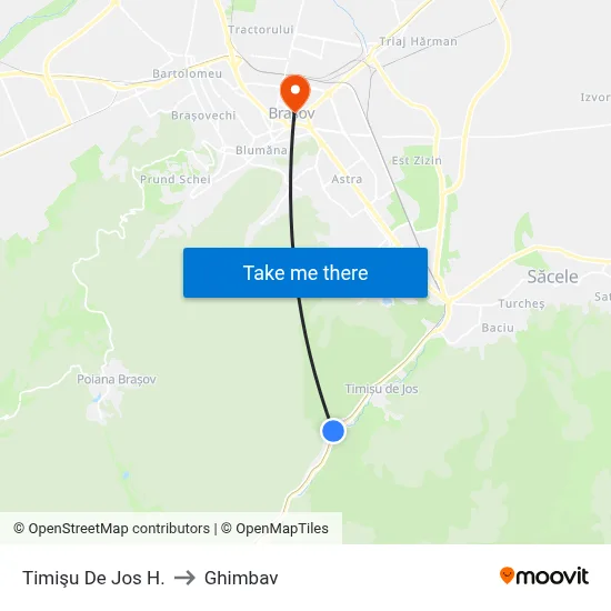 Timişu De Jos H. to Ghimbav map