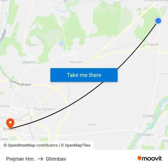 Prejmer Hm. to Ghimbav map