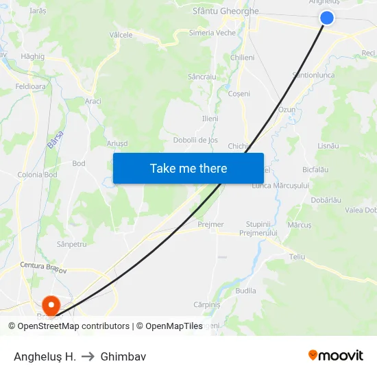 Angheluş H. to Ghimbav map