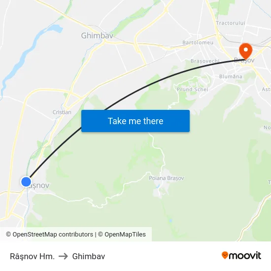Râşnov Hm. to Ghimbav map