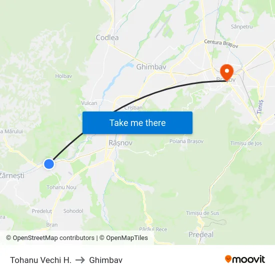 Tohanu Vechi H. to Ghimbav map