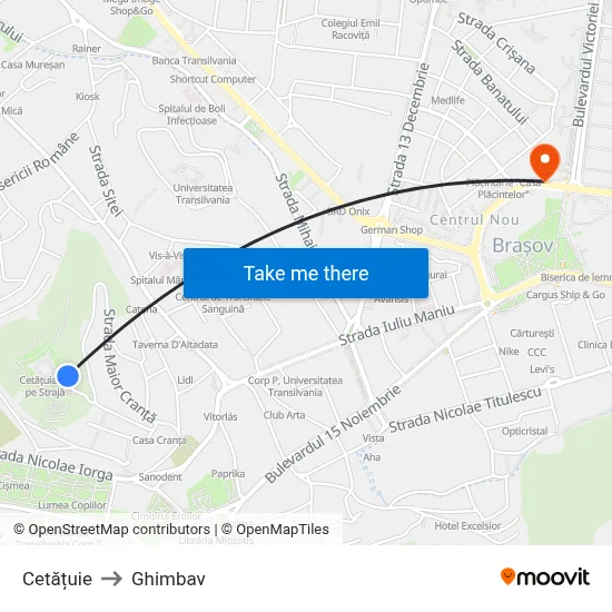 Cetățuie to Ghimbav map