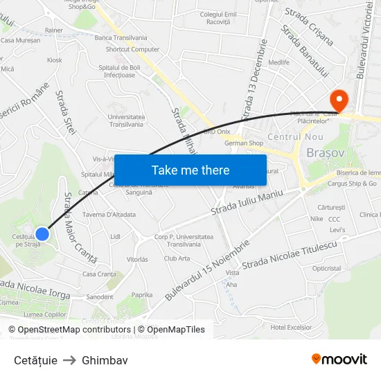 Cetățuie to Ghimbav map