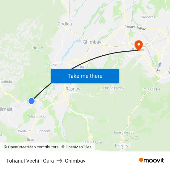 Tohanul Vechi | Gara to Ghimbav map