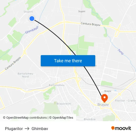 Plugarilor to Ghimbav map