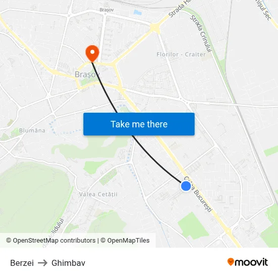 Berzei to Ghimbav map