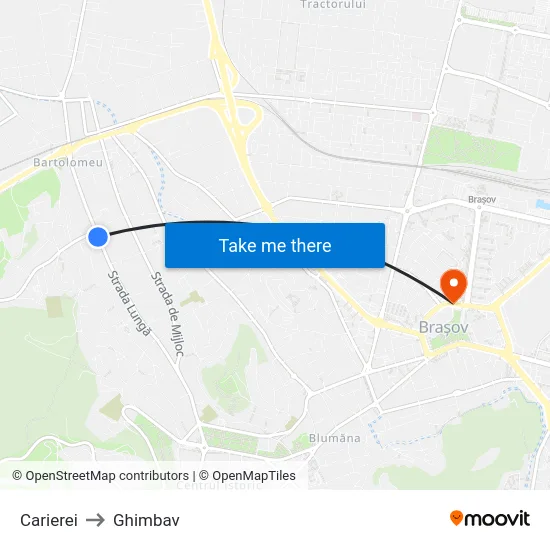 Carierei to Ghimbav map