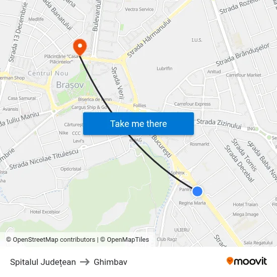 Spitalul Județean to Ghimbav map