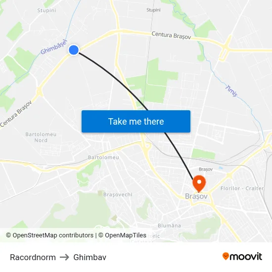 Racordnorm to Ghimbav map