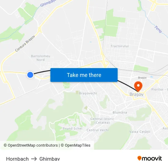 Hornbach to Ghimbav map