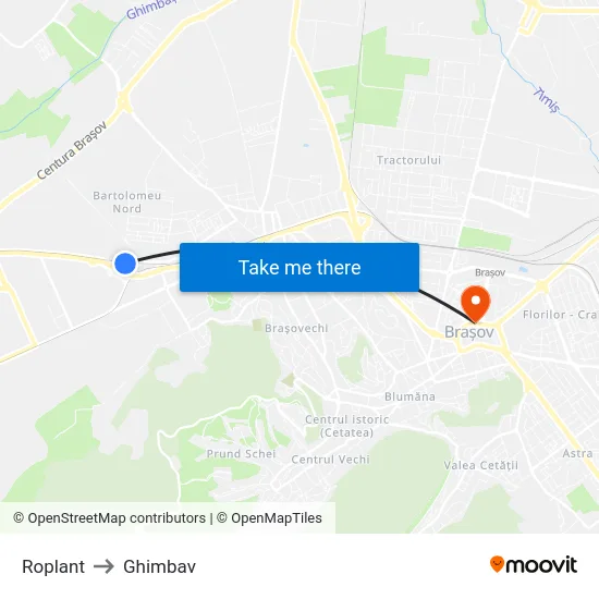 Roplant to Ghimbav map