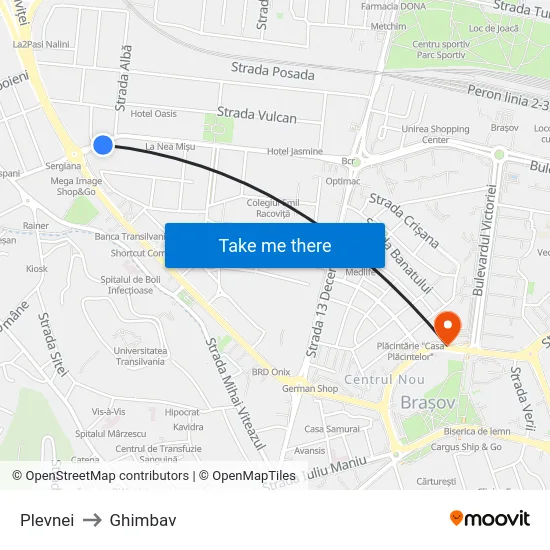 Plevnei to Ghimbav map