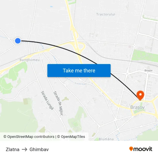 Zlatna to Ghimbav map