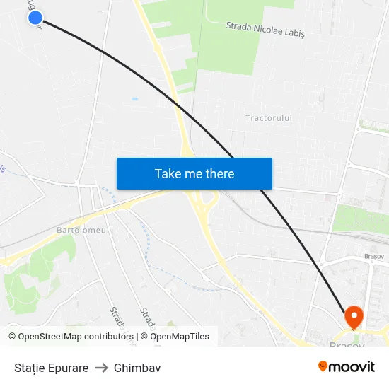 Stație Epurare to Ghimbav map