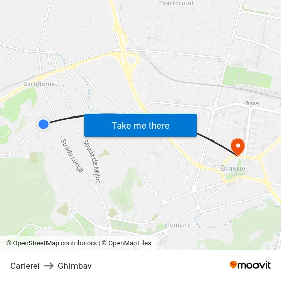 Carierei to Ghimbav map
