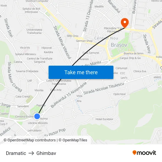 Dramatic to Ghimbav map