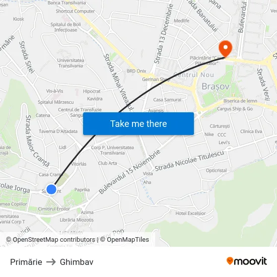 Primărie to Ghimbav map