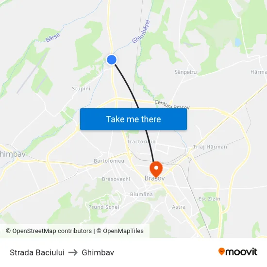 Strada Baciului to Ghimbav map