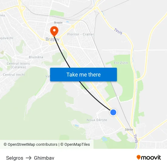 Selgros to Ghimbav map