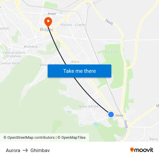 Aurora to Ghimbav map