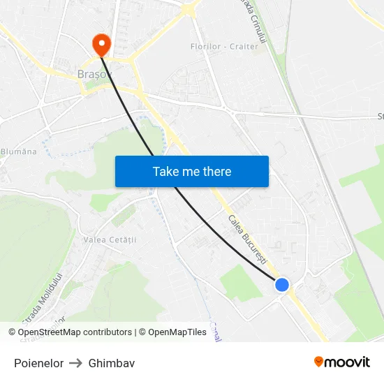 Poienelor to Ghimbav map