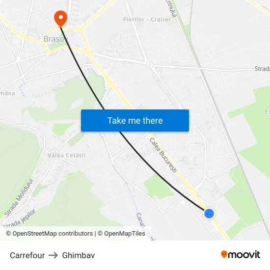 Carrefour to Ghimbav map