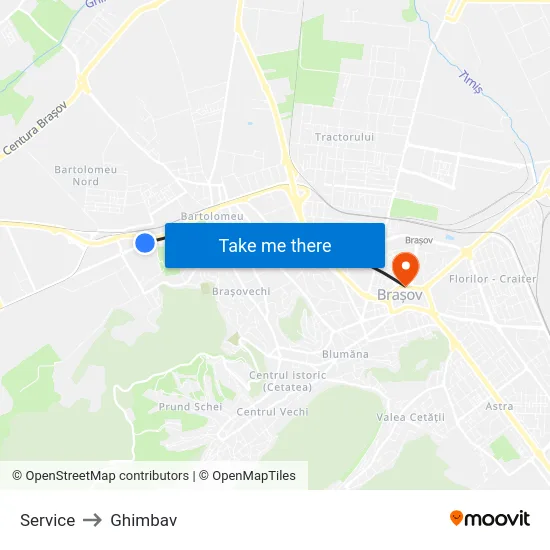 Service to Ghimbav map